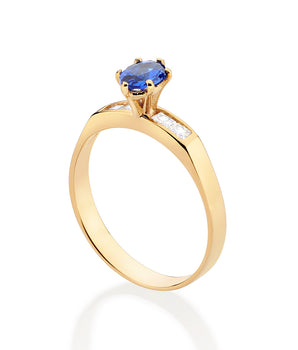 GOLD HOLIDAY SURPRISE SOLITAIRE RING IN BLUE