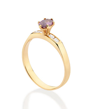 GOLD HOLIDAY SURPRISE SOLITAIRE RING IN PURPLE