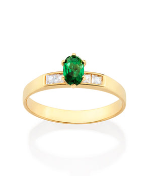GOLD HOLIDAY SURPRISE SOLITAIRE RING IN GREEN