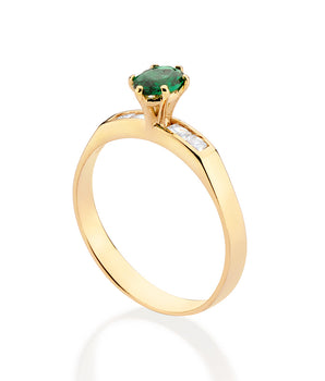 GOLD HOLIDAY SURPRISE SOLITAIRE RING IN GREEN