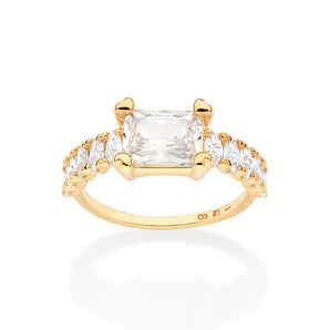 GOLD WHITE CHRISTMAS SOLITAIRE RING
