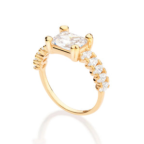 GOLD WHITE CHRISTMAS SOLITAIRE RING