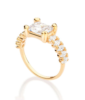 GOLD WHITE CHRISTMAS SOLITAIRE RING