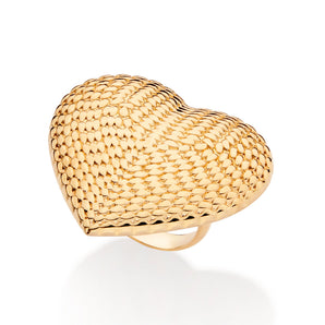 GOLD HEART BUTTON MAXI RING
