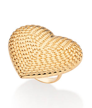 GOLD HEART BUTTON MAXI RING