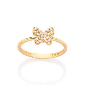 GOLD STUDDED BUTTERFLY SKINNY RING