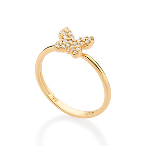 GOLD STUDDED BUTTERFLY SKINNY RING