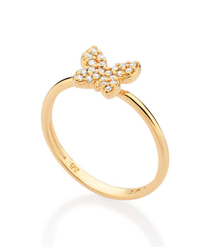 GOLD STUDDED BUTTERFLY SKINNY RING