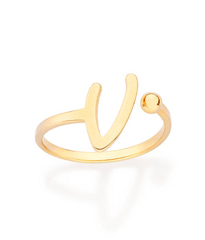GOLD CURSIVE INITIAL RING