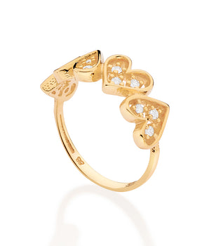 GOLD UP SIDE DOWN HEART SKINNY RING