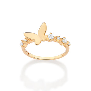 GOLD MINI STUDDED BUTTERFLY SKINNY RING