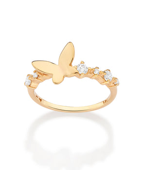 GOLD MINI STUDDED BUTTERFLY SKINNY RING