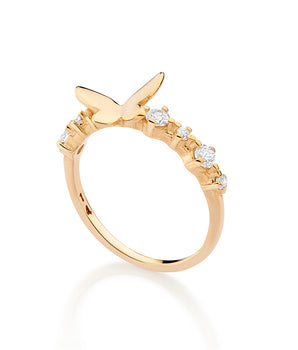 GOLD MINI STUDDED BUTTERFLY SKINNY RING
