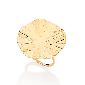 GOLD LEAF TEXTURED CIRCLE MAXI RING