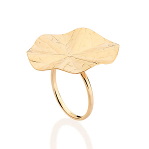 GOLD LEAF TEXTURED CIRCLE MAXI RING