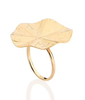 GOLD LEAF TEXTURED CIRCLE MAXI RING