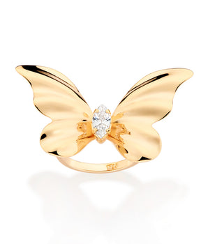 GOLD STUDDED BUTTERFLY MAXI RING