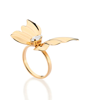 GOLD STUDDED BUTTERFLY MAXI RING