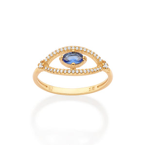 GOLD GREEK EYE SKINNY RING