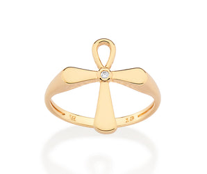 GOLD CROSS SKINNY RING