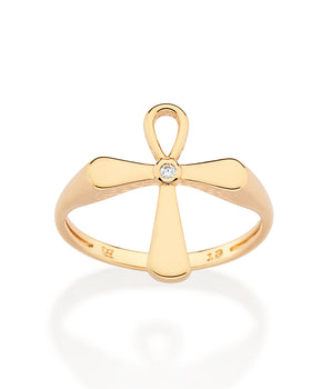 GOLD CROSS SKINNY RING