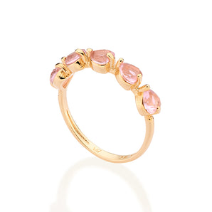 GOLD PINK HEARTS SKINNY RING