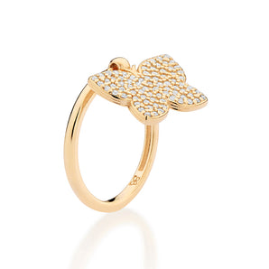 GOLD FULLY STUDDED HANGING BUTTERFLY RING