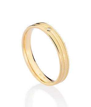 GOLD TEXTURED STUDDED WEDDING BAND