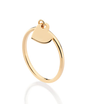 GOLD DANGLY HEART SKINNY RING