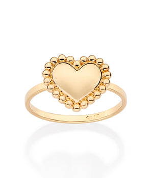 GOLD BEATING HEART SKINNY RING
