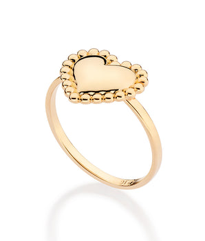 GOLD BEATING HEART SKINNY RING