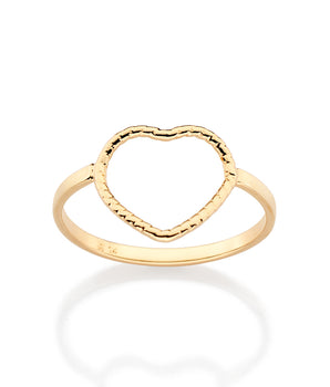 GOLD HOLLOW HEART SKINNY RING