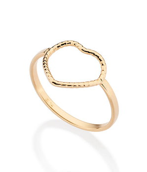 GOLD HOLLOW HEART SKINNY RING