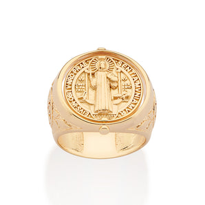 GOLD SAINT BENEDICT MAXI RING