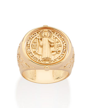 GOLD SAINT BENEDICT MAXI RING