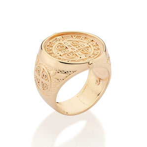 GOLD SAINT BENEDICT MAXI RING