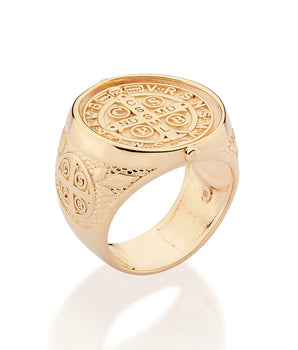 GOLD SAINT BENEDICT MAXI RING