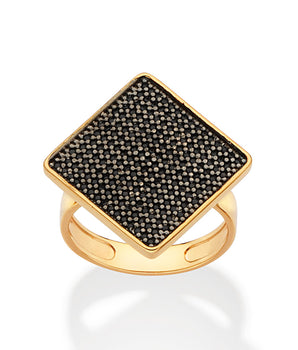 GOLD BLACK RHOMBUS RING
