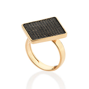 GOLD BLACK RHOMBUS RING