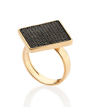 GOLD BLACK RHOMBUS RING