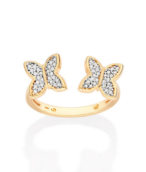 GOLD DOUBLE BUTTERFLY ADJUSTABLE RING