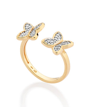 GOLD DOUBLE BUTTERFLY ADJUSTABLE RING