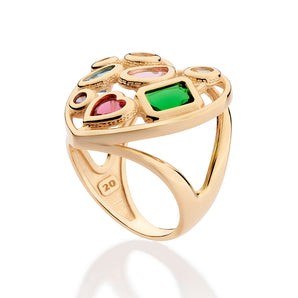 GOLD PATCHED HEART MAXI RING