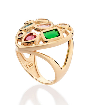 GOLD PATCHED HEART MAXI RING