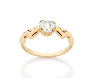 GOLD STUDDED MULTIPLE HEARTS SKINNY RING