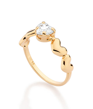 GOLD STUDDED MULTIPLE HEARTS SKINNY RING