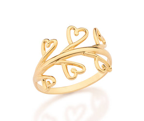 GOLD BLOOMING HEARTS SKINNY RING