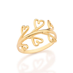 GOLD BLOOMING HEARTS SKINNY RING