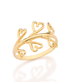 GOLD BLOOMING HEARTS SKINNY RING