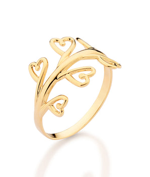 GOLD BLOOMING HEARTS SKINNY RING